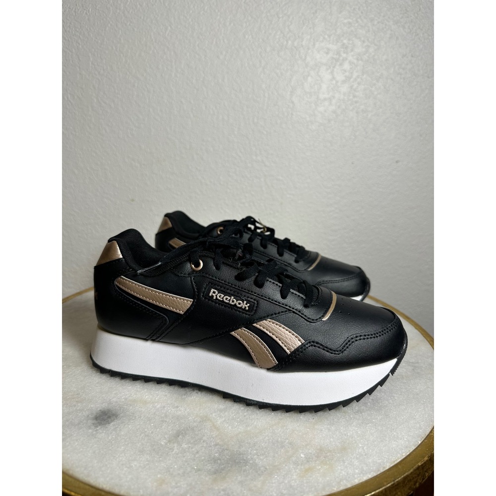 Reebok Royal Glide Ripple Double Women Sneakers Black Rose Gold Platform Shoes
